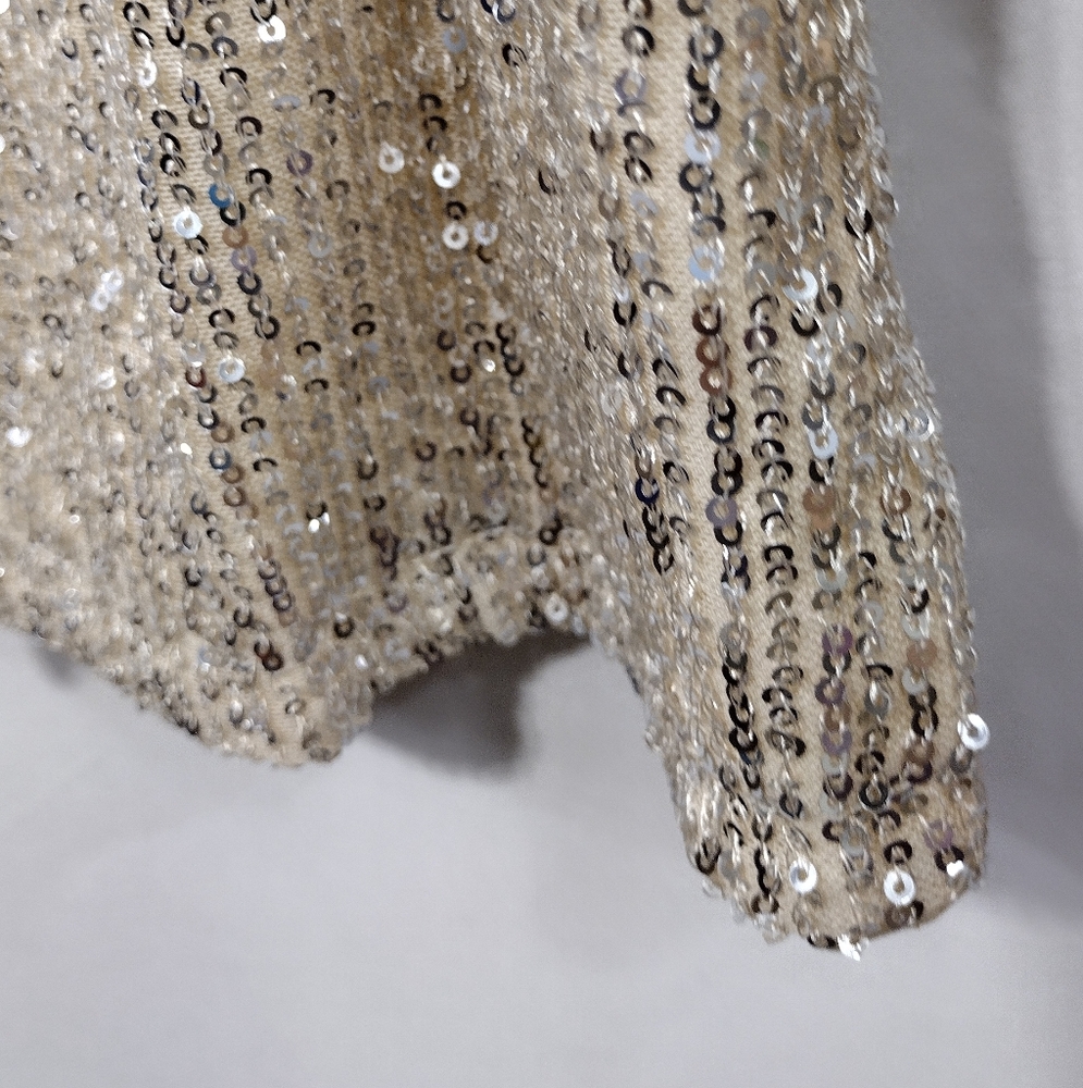 ChicMe Sequin Open Front Jacket Womens XL Gold Boho Retro Rockabilly Disco Y2K - Picture 5 of 10